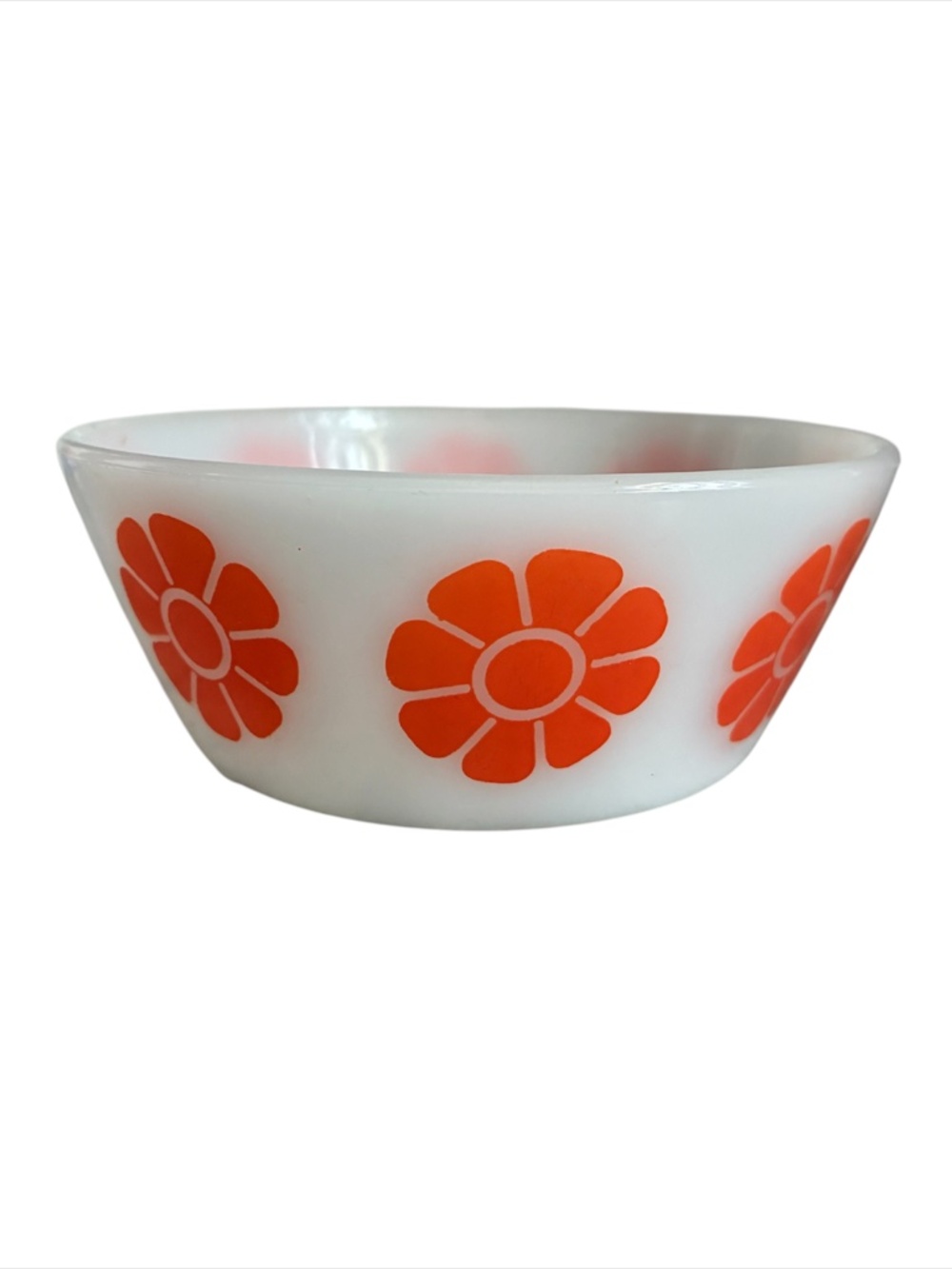 Vintage Federal Glass Orange Daisy Cereal Bowl